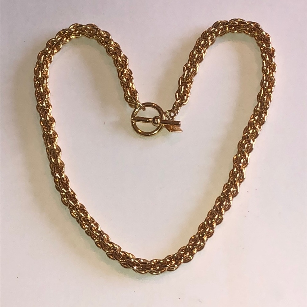 Anne Klein Gold Tone Chunky Rope Chain Necklace with Toggle Clasp